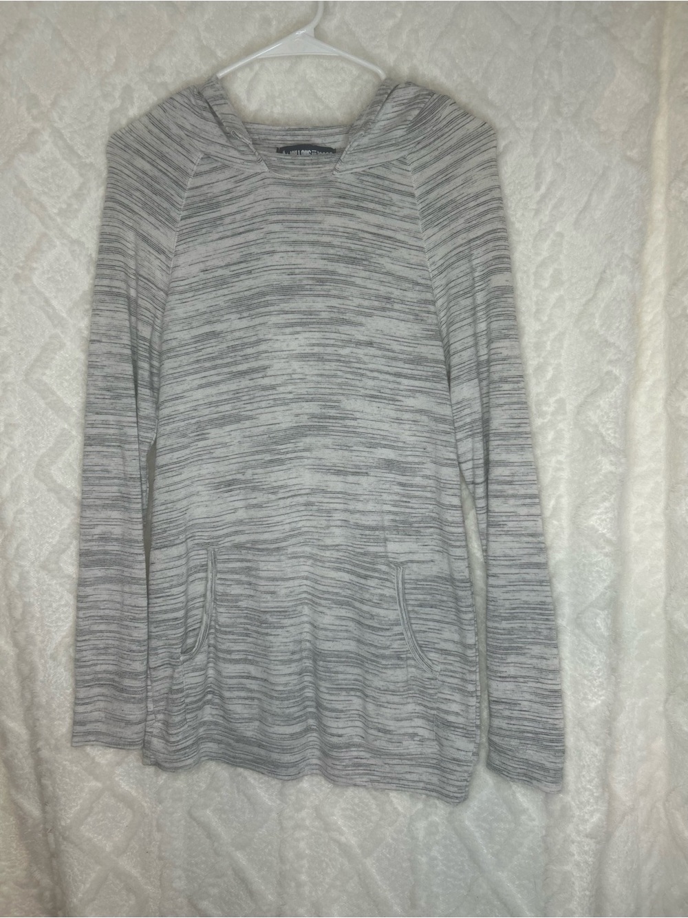 Women’s Light Gray Space-Dye Hooded Pullover Sweatshirt